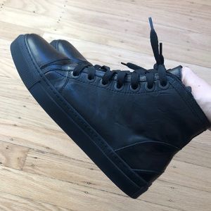 Anine Bing black leather high top sneakers